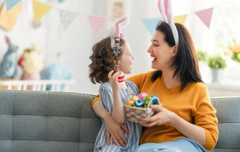 Family celebrating Easter Stock Photos
