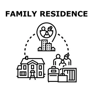 Family changing residence process finding new home Stock Illustration