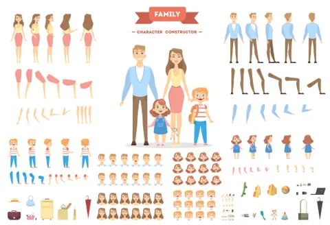 Family characters set. Stock Illustration