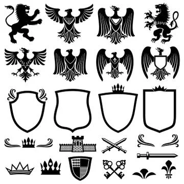 Family coat of arms vector elements for heraldic royal emblems Stock Illustration