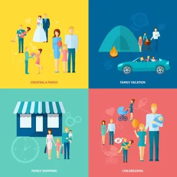 Family Concept Set Illustrazione stock