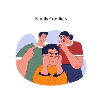 Family conflicts concept. Flat vector illustration イラスト素材