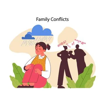 Family conflicts concept. Flat vector illustration Stockillustratie