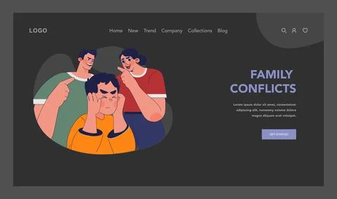 Family conflicts concept. Flat vector illustration Illustrazione stock