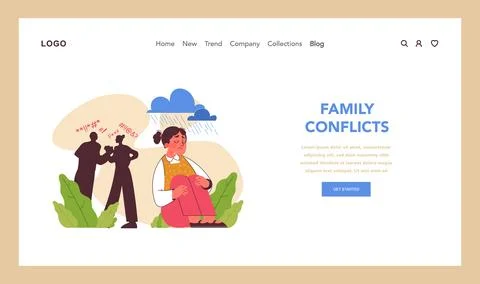 Family conflicts concept. Flat vector illustration イラスト素材