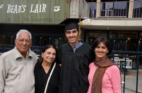 Family on convocation function at Berkeley University ; California ; USA U... Stock Photos