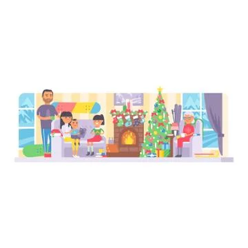 Family on couch vector Stock Illustration