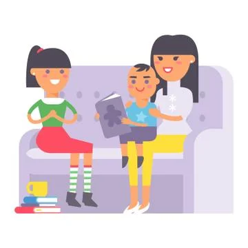 Family on couch vector Stock Illustration