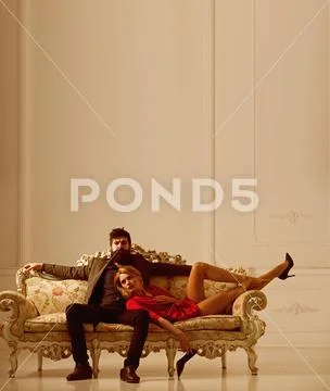 Family couple. family relax on sofa. family life and everyday routine. family of Stock Photos