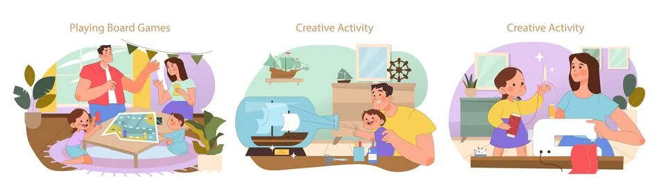 Family Creativity set. Illustrazione stock