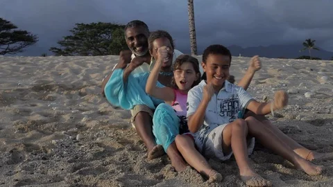 Family dancing on a beach. Stock-Footage 88371776