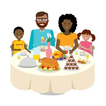 Family dinner table. Stock Illustration