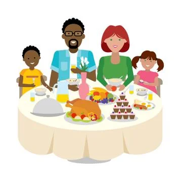 Family dinner table. Stock Illustration
