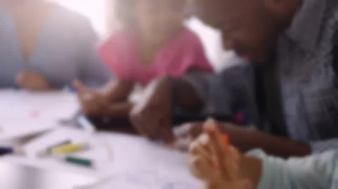 Family drawing at table Stock-Footage 61894938
