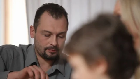 Family eats at the holiday table Video stock 99800931