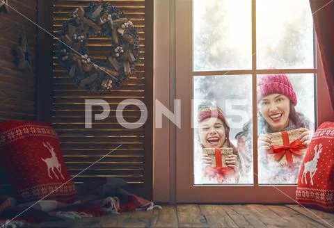 Family enjoying Christmas Stock Photos