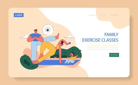 Family Exercise Classes concept. Stock Illustration
