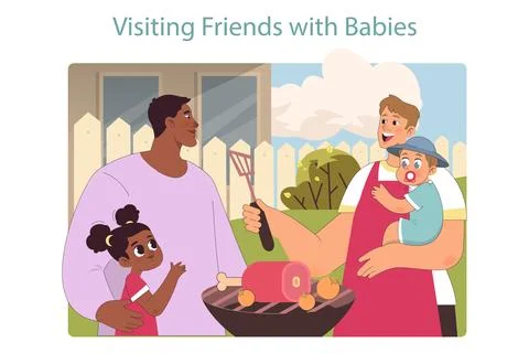 Family expecting a second child set. Black woman pregnant with a second Stock Illustration