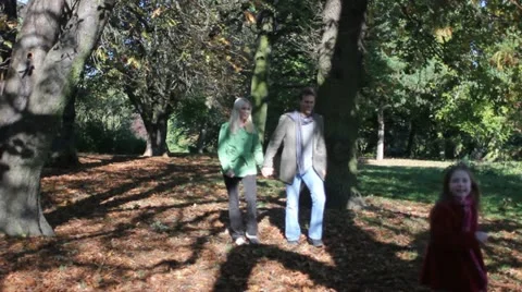 Family in fall Stock Footage 22635759
