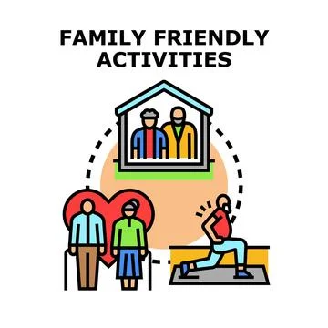 Family friendly activities concept vector illustration Stock Illustration