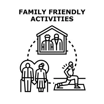 Family friendly activities concept vector illustration Stock Illustration