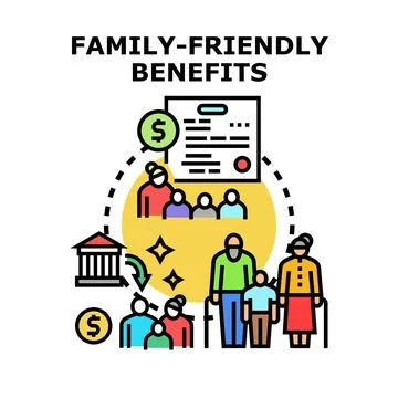 Family friendly benefits program supporting generations Illustration