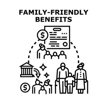 Family friendly benefits program supporting generations 스톡 일러스트