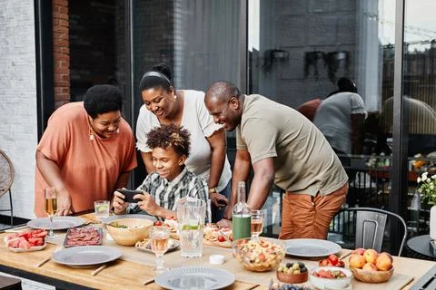 Family Gathering Outdoors Stock Photos