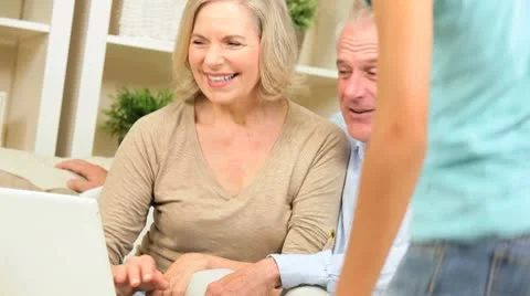 Family Generations Using Wireless Technology Stock Footage 8975584