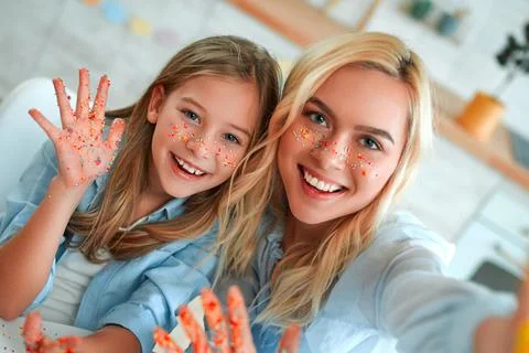 Family getting ready for Easter Stock Photos