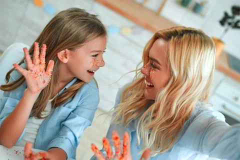 Family getting ready for Easter Stock Photos
