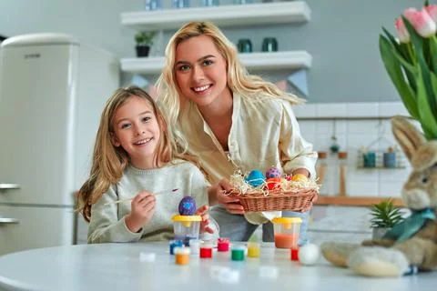 Family getting ready for Easter Stock Photos
