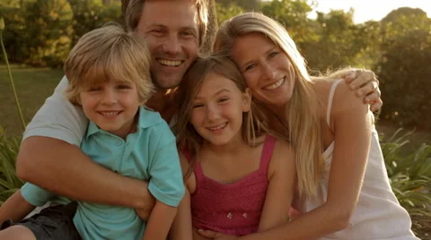 Family group looking at camera Stock Footage 43619677