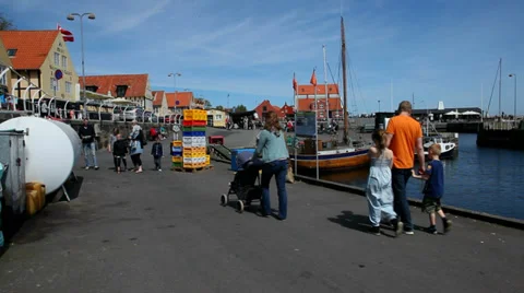 Family on the harbor Stock Footage 38565425