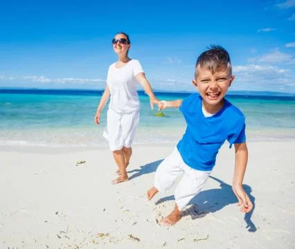 Family Having Fun on Beach 写真素材