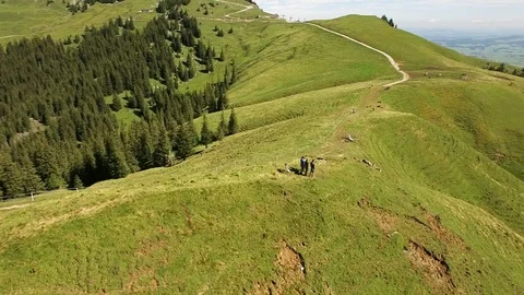 Family hiking in the German Alps Stock Footage