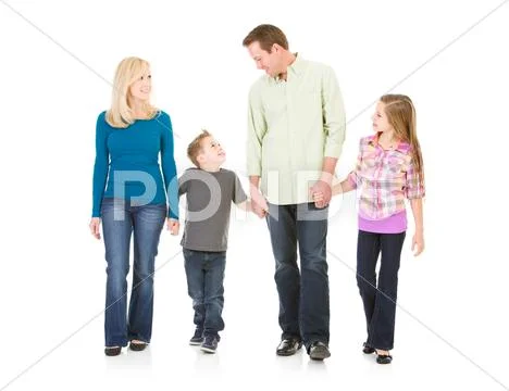 Family: holding hands and walking Stock Photos