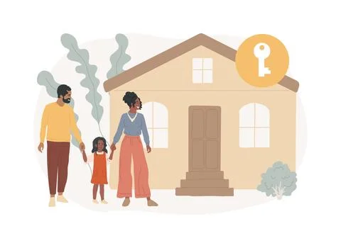 Family house isolated concept vector illustration. Ilustración de archivo