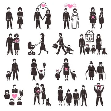 Family Icon Set Stock Illustration