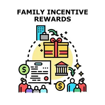 Family incentive rewards program receiving benefits illustration Stock Illustration