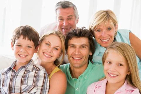Family indoors together smiling Stock Photos