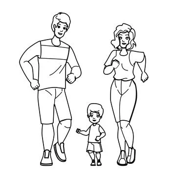 Family jogging vector Illustrazione stock