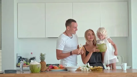 Family in the kitchen Stock Footage 133124666