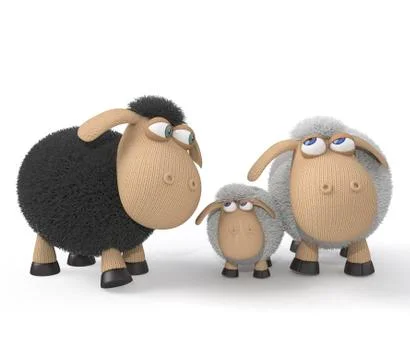 Family of lambs Stock Illustration