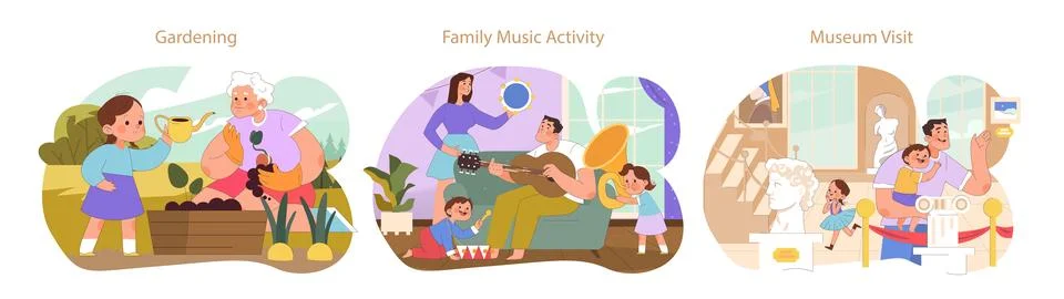 Family Learning set. Stockillustratie