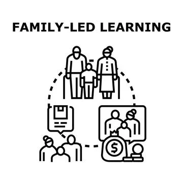 Family led learning concept developing generations transmitting knowledge Stock-Illustration