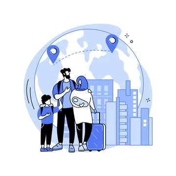 Family migration abstract concept vector illustration. Stock Illustration