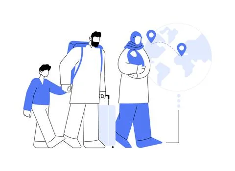 Family migration abstract concept vector illustration. Stock Illustration
