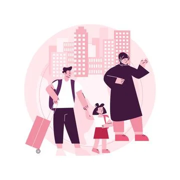 Family migration abstract concept vector illustration. Stock Illustration