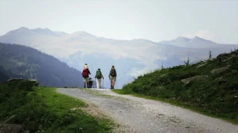 Family in mountain Trekking Stock Footage